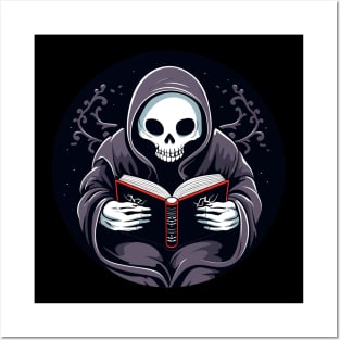 Grim Reaper Reading a Book Posters and Art